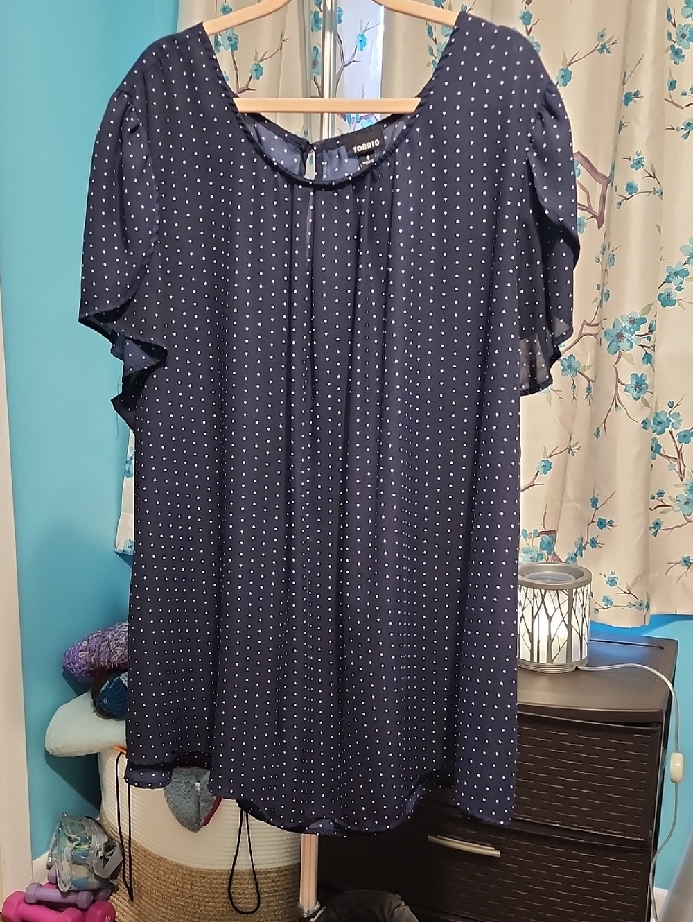 torrid Navy Blue Polka Dot Blouse